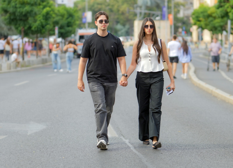 Young couple walking